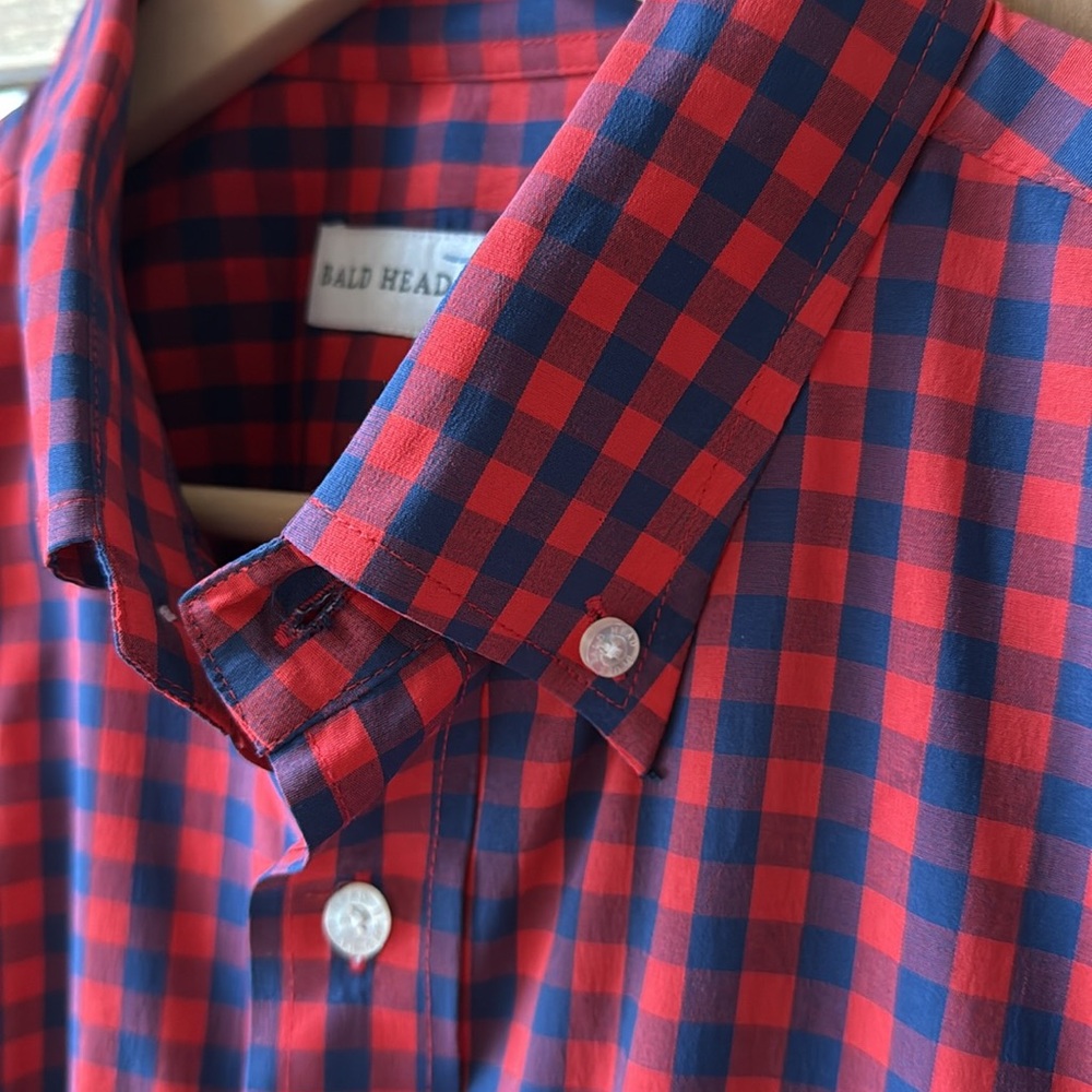 Bald Head Blues Gingham Performance Button Down Shirt Size XL - Picture 3 of 9